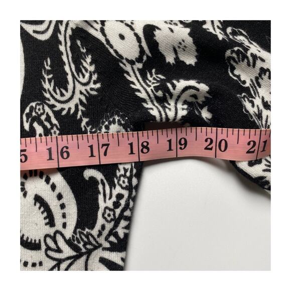 Cache Black White Paisley Open Front Cardigan M Lightweight Layering Piece - Picture 13 of 16